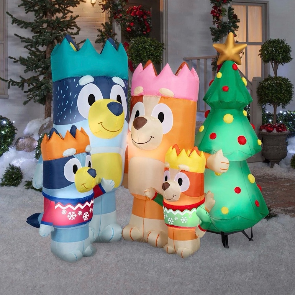 Gemmy Lighted Bluey & Family in Christmas Sweaters Large 6' Airblown Inflatable